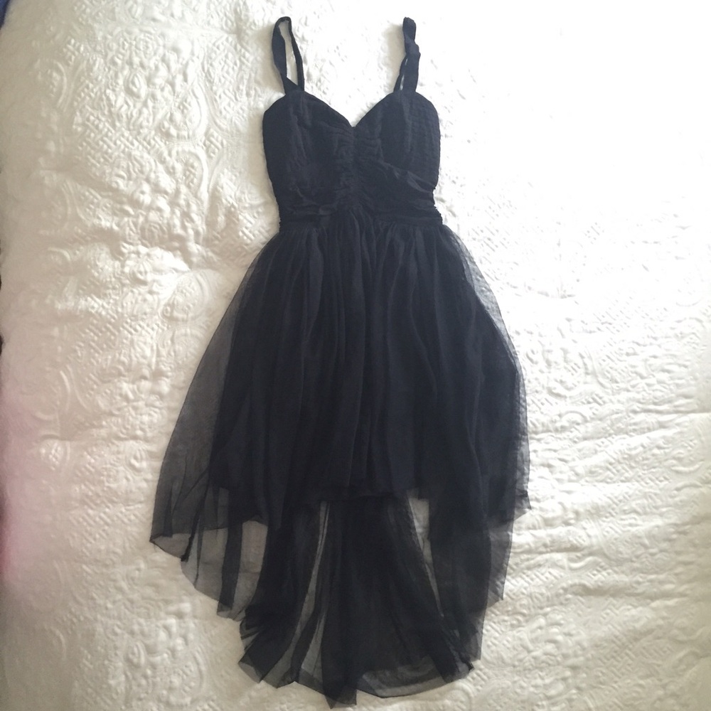 Black asymmetrical tulle dress